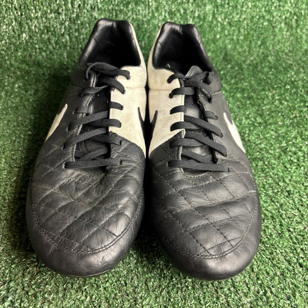 Nike Tiempo Legend V Leather Firm Ground Panda Soccer Cleat Black White Mens 8.5 - Picture 2 of 12